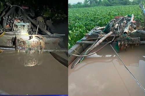 Thấy công an, 'cát tặc' nhảy xuống sông Tiền bỏ trốn