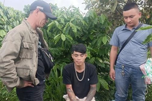 Bắt giữ con nghiện cất giấu 2 bánh heroin trong rẫy cà phê