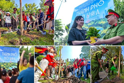 Các nghệ sỹ cùng Công an Thủ đô chung tay trồng cây để 'Thành phố nở hoa'