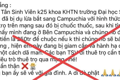 Thông tin sinh viên ở Đà Nẵng bị bắt cóc sang Campuchia là sai sự thật