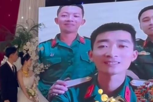 Anh trai trong quân ngũ quay video chúc mừng em gái cưới ở Gia Lai