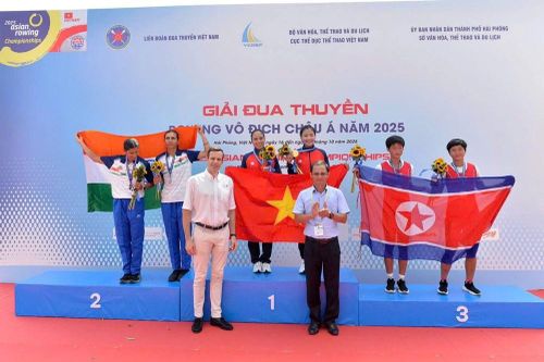 Hà Tĩnh giành 3 HCV tại Giải Đua thuyền Rowing vô địch châu Á