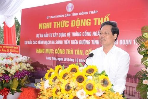 Động thổ hai công trình cống ngăn mặn hơn 130 tỷ đồng tại Đồng Tháp