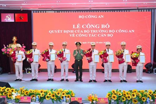 Phong cấp bậc hàm sĩ quan nghiệp vụ với 8 lãnh đạo chủ chốt của Tổng công ty Viễn thông MobiFone