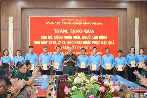 Tổng cục Công nghiệp Quốc phòng thăm hỏi, tặng quà, khắc phục hậu quả bão, lũ trên địa bàn tỉnh Thái Nguyên