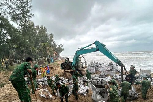Nỗ lực gia cố, bảo vệ bờ biển Hội An trước bão số 12
