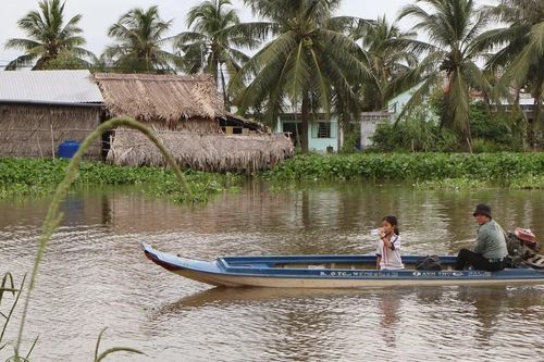 Hành trình đến trường trên chiếc vỏ lãi của học sinh vùng sông nước miền Tây