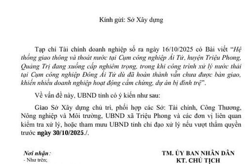 Quảng Trị chỉ đạo xử lý vấn đề Tạp chí Tài chính doanh nghiệp đề cập