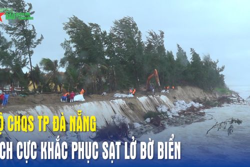 Bộ CHQS thành phố Đà Nẵng tích cực khắc phục sạt lở bờ biển