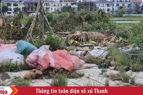 Rác ngập ngụa gần công viên Quảng Xá