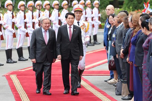 Chủ tịch nước Lương Cường đón Tổng Thư ký Liên hợp quốc António Guterres