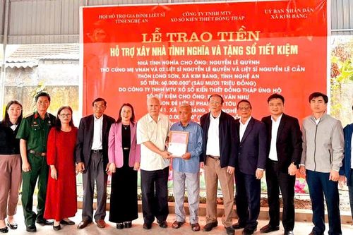 Hội Hỗ trợ gia đình liệt sĩ tỉnh Nghệ An trao hỗ trợ xây dựng nhà tình nghĩa tại xã Kim Bảng