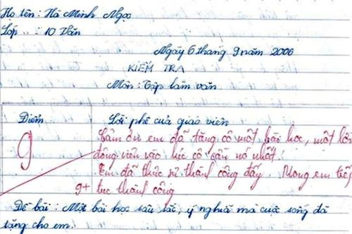 Bài văn về sự thành công đạt 9 điểm, cô giáo còn cảm ơn rối rít sau khi đọc xong