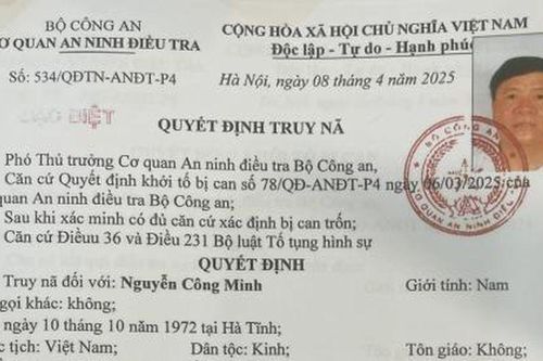 Truy nã đặc biệt Chủ tịch Hội đồng quản trị Tổng công ty Cây xanh Công Minh