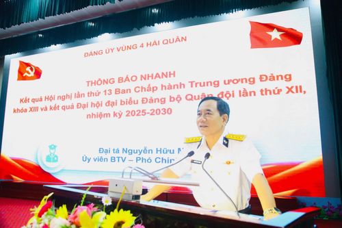 Vùng 4 Hải quân: Thông báo nhanh kết quả Hội nghị Trung ương XIII và Đại hội Đảng bộ Quân đội lần thứ XII