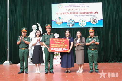 Quân khu 1: Hỗ trợ Trường Phổ thông Vùng cao Việt Bắc khắc phục hậu quả thiên tai