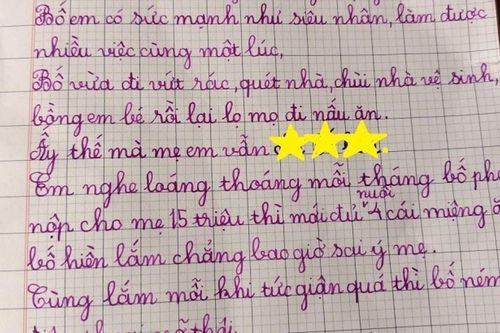 Bé tiểu học viết văn tả bố, tiết lộ chuyện mỗi tháng nộp cho mẹ 15 triệu và cái kết không thể ngờ