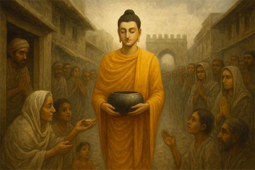 Khi Đức Phật khất thực ở nơi người dân oán hận nghĩ ngài gây nạn đói