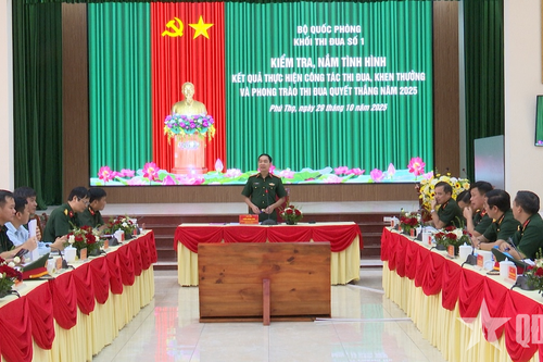 Khối thi đua số 1 Bộ Quốc phòng kiểm tra công tác thi đua, khen thưởng tại Kho KT887