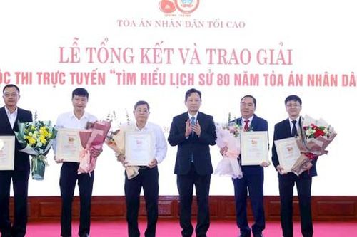 11 tập thể, cá nhân đạt giải trong cuộc thi trực tuyến 'Tìm hiểu lịch sử 80 năm Tòa án nhân dân'
