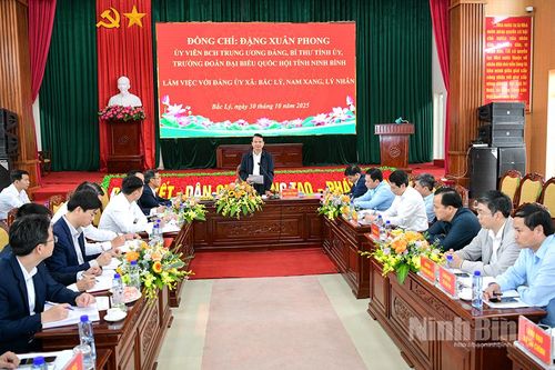 Đồng chí Bí thư Tỉnh ủy Đặng Xuân Phong làm việc với Thường trực Đảng ủy các xã Bắc Lý, Nam Xang, Lý Nhân