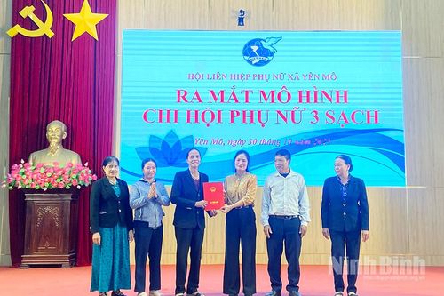 Hội phụ nữ xã Yên Mô ra mắt mô hình 'Chi hội phụ nữ 3 sạch tham gia xây dựng nông thôn mới, đô thị văn minh'