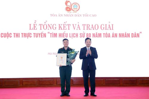 Lễ tổng kết, trao giải cuộc thi 'Tìm hiểu lịch sử 80 năm Tòa án Nhân dân'