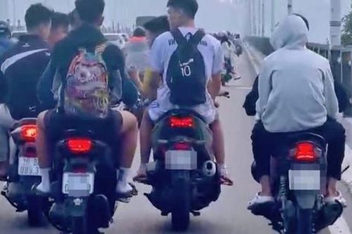 Xử lý nhóm thanh niên không mũ bảo hiểm, chạy xe dàn hàng ngang trên cầu Vĩnh Tuy
