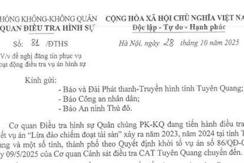 Thông báo vụ án 'Lừa đảo chiếm đoạt tài sản'