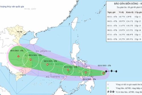 Bão Kalmaegi giật cấp 14 đang di chuyển về sát Biển Đông