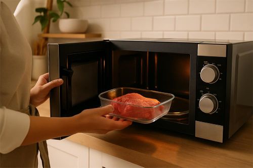 Rã đông thịt bằng lò vi sóng thế nào là đúng cách?