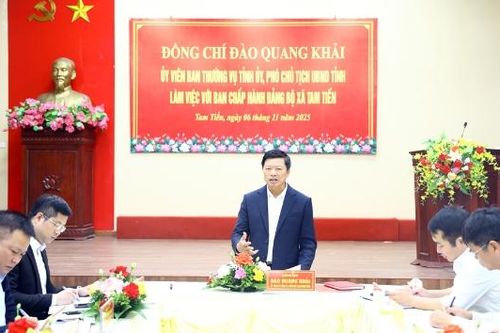 Phó Chủ tịch UBND tỉnh Đào Quang Khải làm việc với Đảng ủy xã Tam Tiến