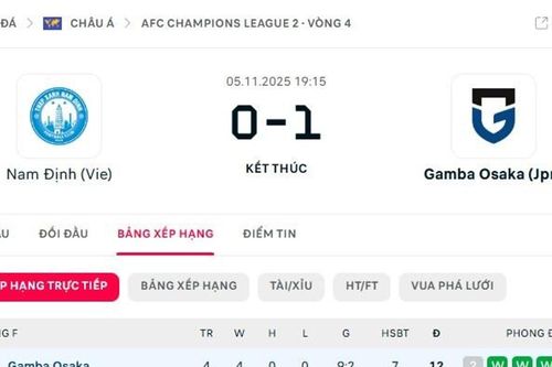 Thua 0-1 Gamba Osaka, Nam Định vẫn rộng cửa ở C2 châu Á