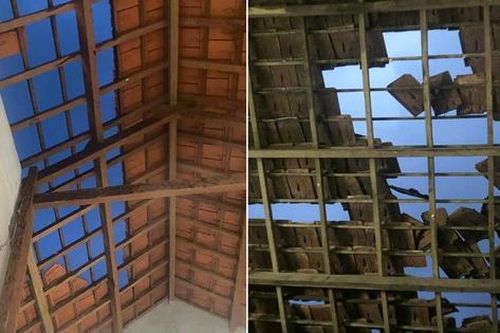 Quãng Ngãi: Lốc xoáy cuốn tốc mái nhà người dân, nhiều cây cối gãy đổ