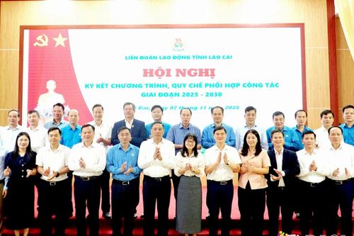 Liên đoàn Lao động tỉnh tổ chức ký kết Quy chế phối hợp công tác giai đoạn 2025 - 2030