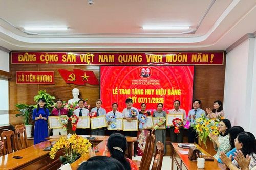 Các xã Liên Hương, Vĩnh Hảo trao Huy hiệu Đảng cho đảng viên