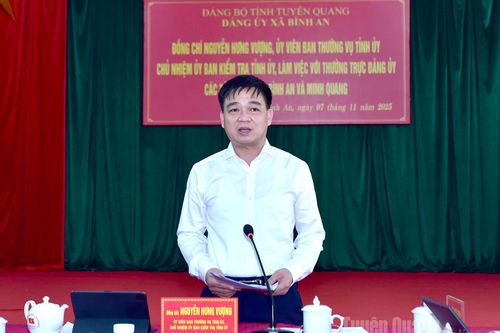 Chủ nhiệm UBKT Tỉnh ủy Nguyễn Hưng Vượng làm việc với Đảng ủy các xã Lâm Bình, Bình An và Minh Quang