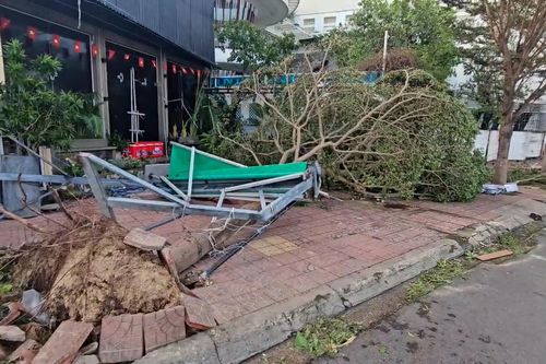 Gió rít xé tan mọi thứ, phố biển Quy Nhơn tan hoang sau bão số 13 Kalmaegi