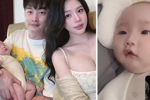 Khoảnh khắc con trai 2 tháng tuổi đáng yêu của Trọng Lân