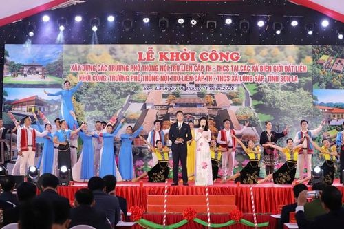 Sơn La khởi công dự án trường nội trú liên cấp tại xã biên giới Lóng Sập