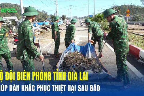 Bộ đội Biên phòng tỉnh Gia Lai giúp dân khắc phục thiệt hại sau bão