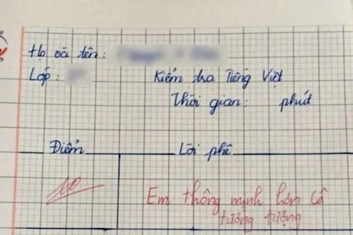 Bài kiểm tra đạt điểm 10, cô giáo còn bày tỏ sự thán phục với học trò