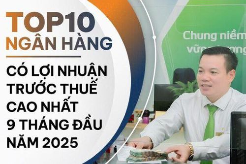 TOP 10 ngân hàng có lãi trước thuế cao nhất 9 tháng năm 2025