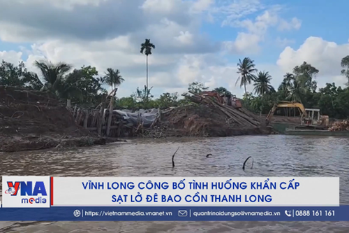 Vĩnh Long công bố tình huống khẩn cấp sạt lở đê bao cồn Thanh Long