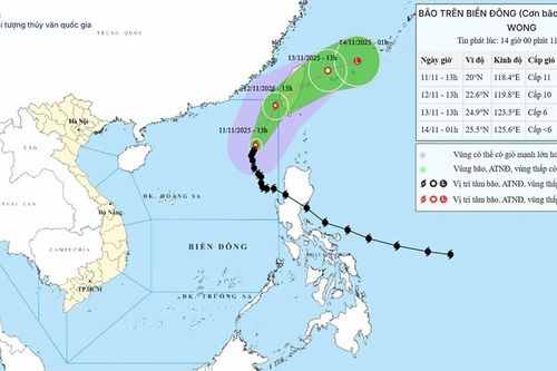 Bão số 14 giảm cấp, giật cấp 14, di chuyển chậm trên khu vực bắc Biển Đông