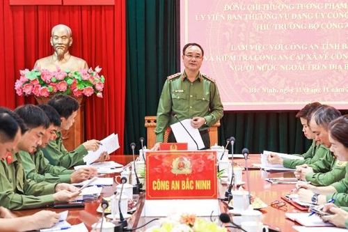 Thượng tướng Phạm Thế Tùng, Thứ trưởng Bộ Công an kiểm tra công tác quản lý người nước ngoài tại tỉnh Bắc Ninh