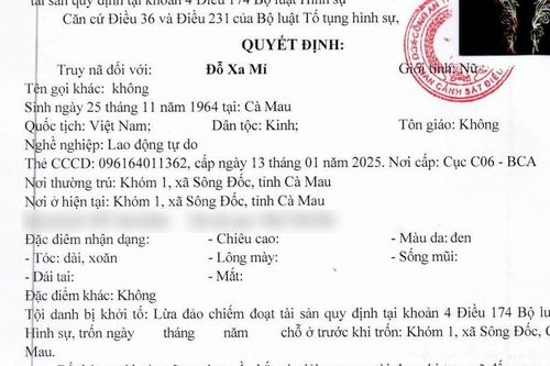 Công an TP Hà Nội truy nã Đỗ Xa Mí