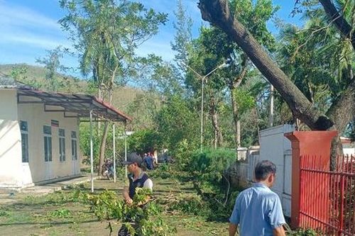 Bệnh viện Phong - Da liễu Trung ương Quy Hòa khẩn trương khắc phục thiệt hại nặng bão số 13