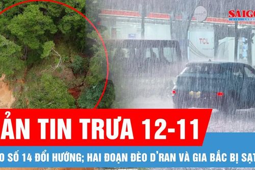Bản tin trưa 12-11: Bão số 14 đổi hướng, không khí lạnh tăng cường ở Bắc bộ; Khẩn cấp sửa chữa hai đoạn đèo D'ran và Gia Bắc bị sạt lở