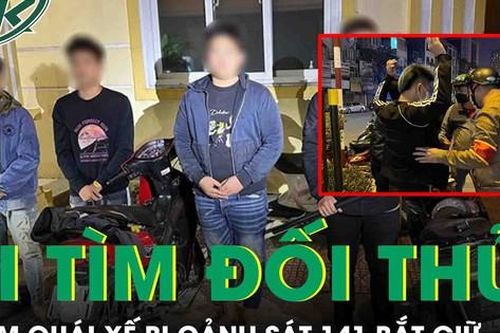 Nhóm quái xế che biển số, mang gậy sắt xuống phố tìm 'đối thủ' thì gặp cảnh sát 141